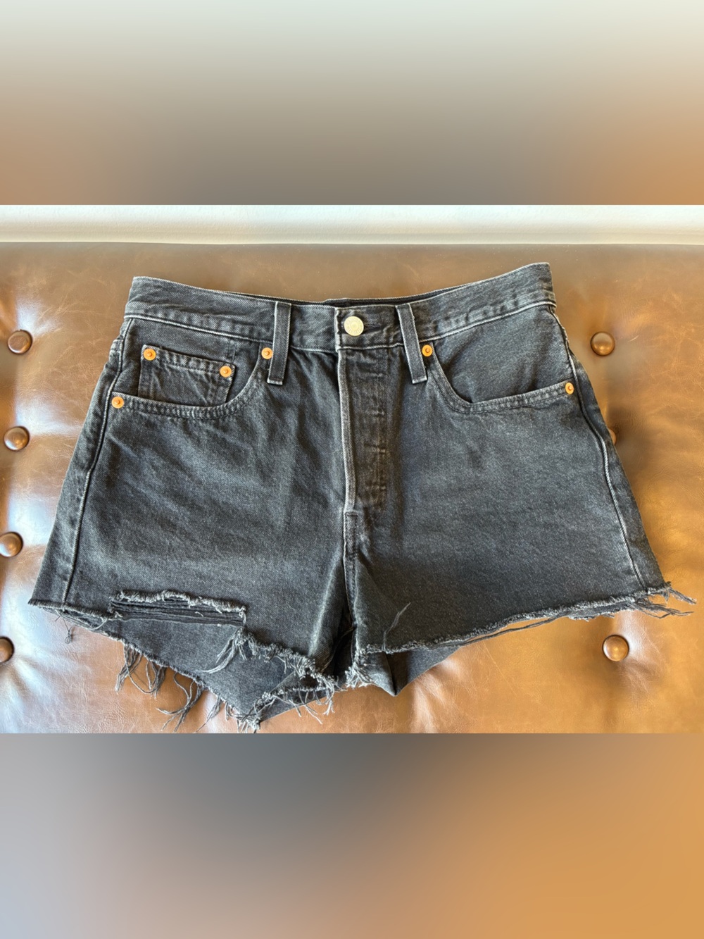 Levi’s Black Distressed High-Waist Women's Denim Shorts